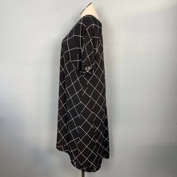 ELLOS Short Sleeve Geometric Windowpane pattern High Low Shift Dress  Size 18/20 - Picture 8 of 11